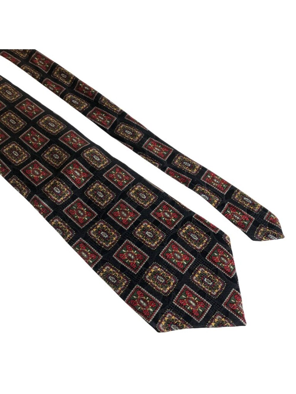 Wembley Silk Tie Geometric Black Red Mens Necktie Office Work Formal Gift USA